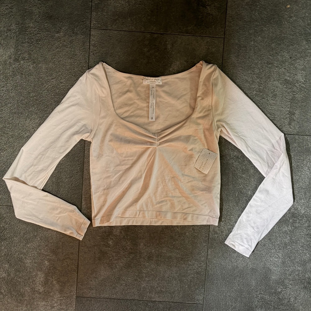 Altar'd State Intimates Peach Long Sleeve Sweetheart Crop Top 54237 NWT ML